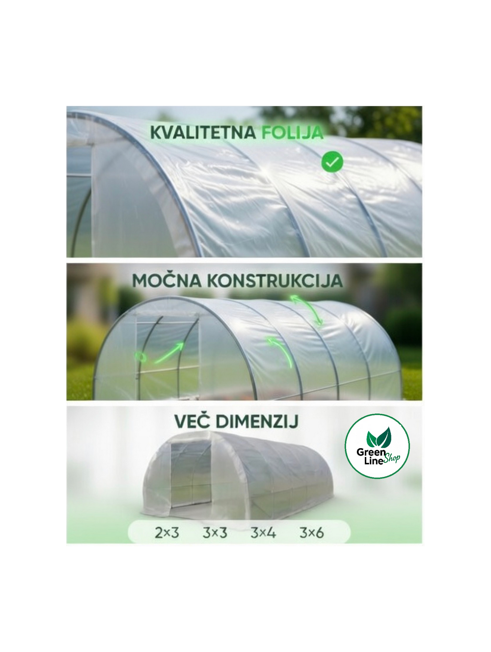 Greenline vrtni rastlinjak 3x6m