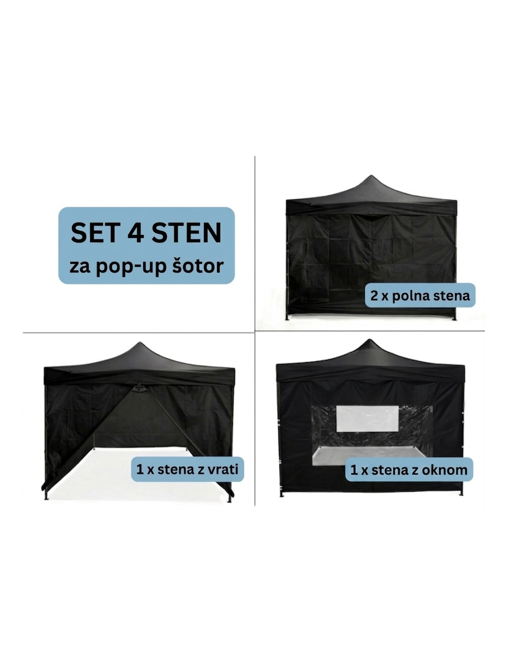 Komplet 4 sten za pop-up paviljon 3x3 m