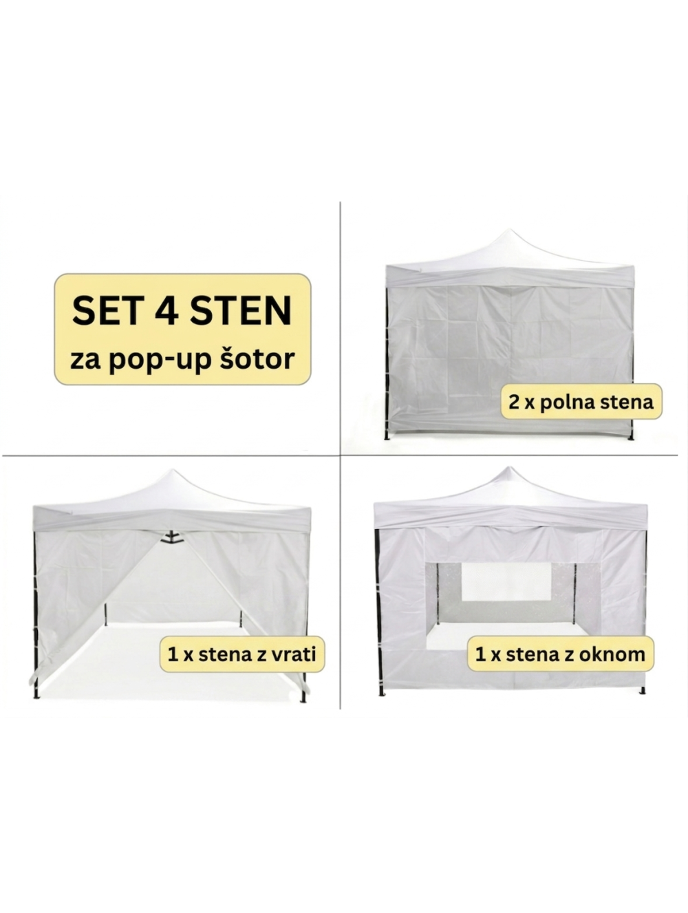 Komplet 4 sten za pop-up paviljon 3x3 m
